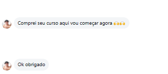 Mensagem recebida no WhatsApp sobre a compra do curso